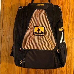 NATHAN GIANT Black & Orange  TRIATHLETE/IRON MAN Backpack gear bag LIKE NEW